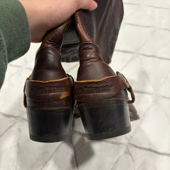 Jack Daniel’s Leather Cowboy Boots Sz 12D Brown Western Country Rodeo